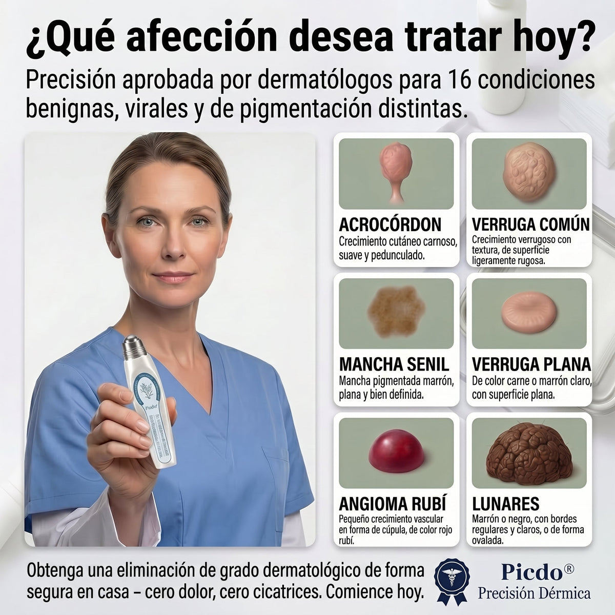 𝐏𝐢𝐜𝐝𝐨®🌸🌸 Borrador de Verrugas y Manchas en 7 Días (𝐀𝐩𝐥𝐢𝐜𝐚𝐝𝐨𝐫 𝐫𝐨𝐥𝐥-𝐨𝐧: 𝐬𝐢𝐧 𝐝𝐨𝐥𝐨𝐫 𝐧𝐢 𝐜𝐢𝐜𝐚𝐭𝐫𝐢𝐜𝐞𝐬)✨